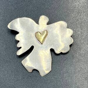 Hark Angel Vintage Signed Sterling Silver T99‎ 4.1g Tested Heart Brooch Pin